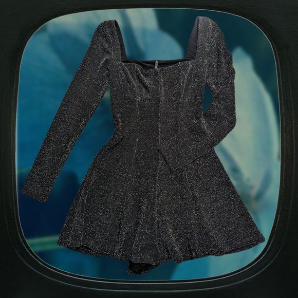 urban outfitters long sleeve black sparkly romper - Picture 3 of 3